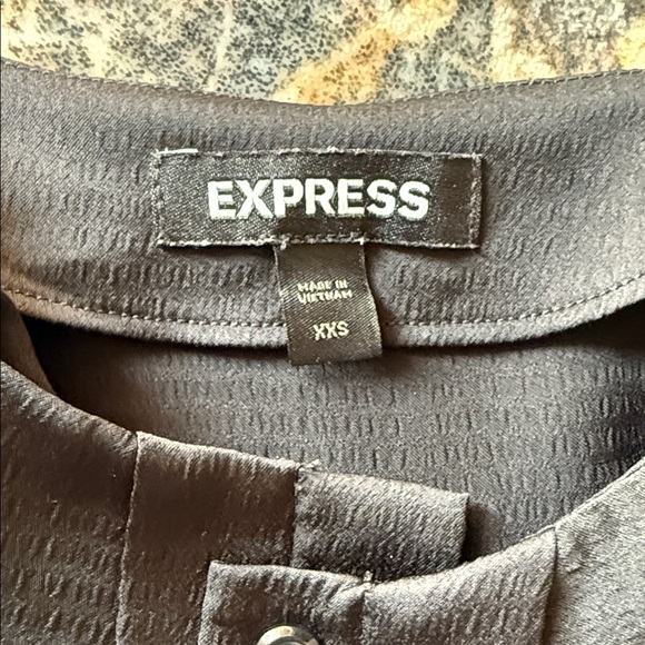 Express Black Button-Up Ruffle Top - Picture 2 of 5